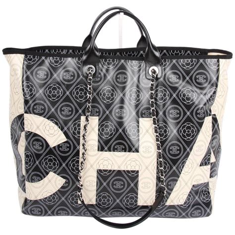 chanel black and white tote bag|authentic chanel tote bag.